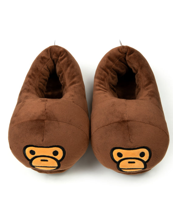 APE Baby Milo Fur Slippers Plush Room Shoes Brown