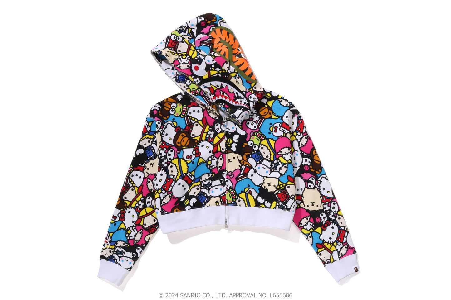 BABY MILO x SANRIO CHARACTERS CROPPED SHARK FULL ZIP HOODIE COLOR: MULTI (LADIES)