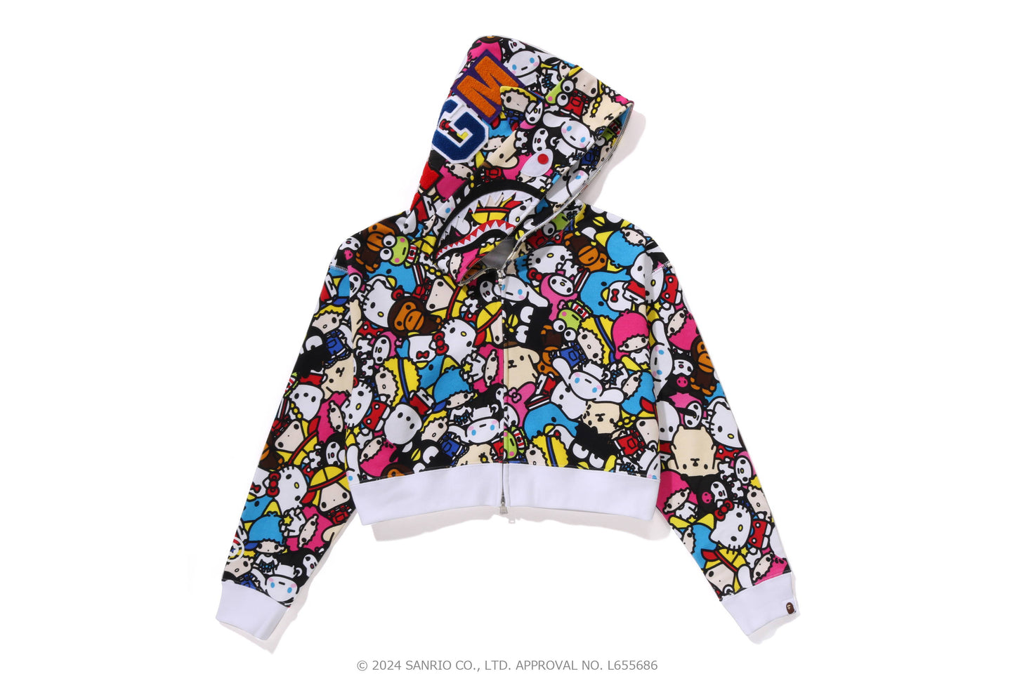 BABY MILO x SANRIO CHARACTERS CROPPED SHARK FULL ZIP HOODIE COLOR: MULTI (LADIES)