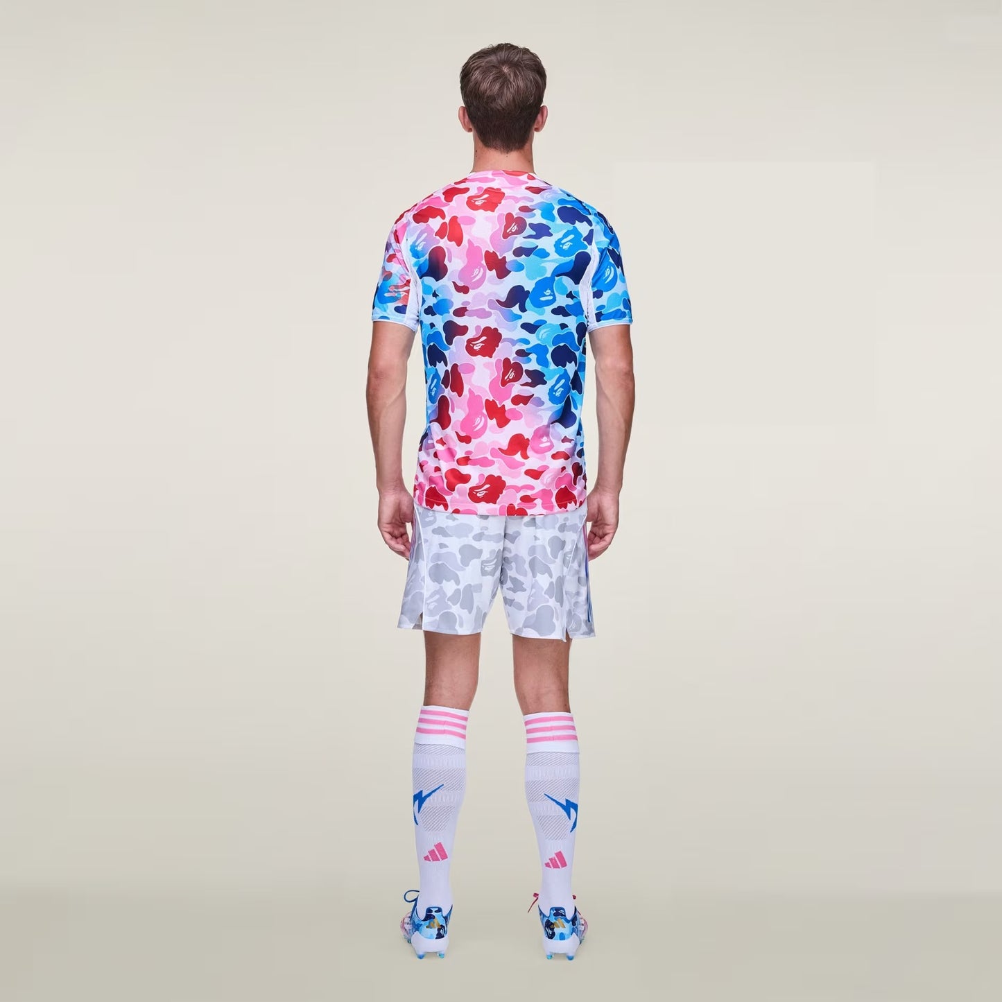 BAPE JERSEY TOP - CLASSIC CAMO PATTERN WITH BAPE AND ADIDAS LOGOS - SHOCK BLUE