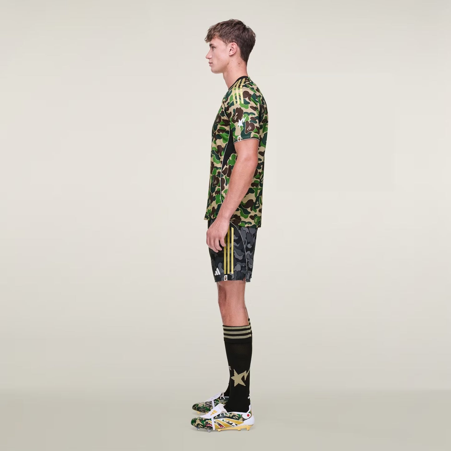 BAPE X ADIDAS SOCCER SHORTS - BAPE ABC CAMO (BLACK/GREY VARIANT)
