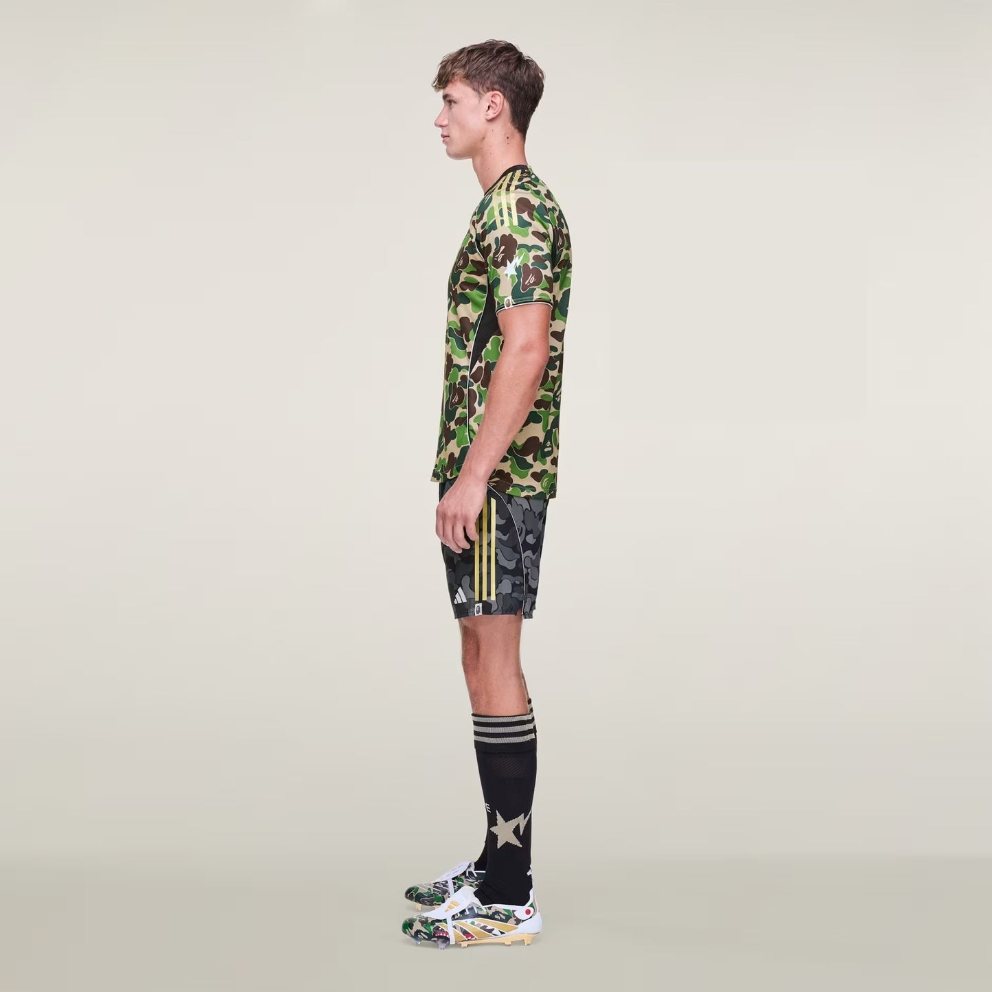 BAPE JERSEY TOP - CLASSIC CAMO PATTERN WITH BAPE AND ADIDAS LOGOS - CREW GREEN