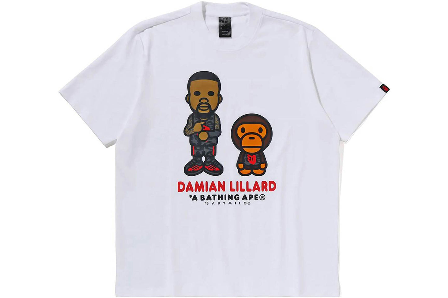 BAPE X ADIDAS DAME BABY MILO TEE/ T-SHIRT (ASIA SIZING) WHITE - S - XL