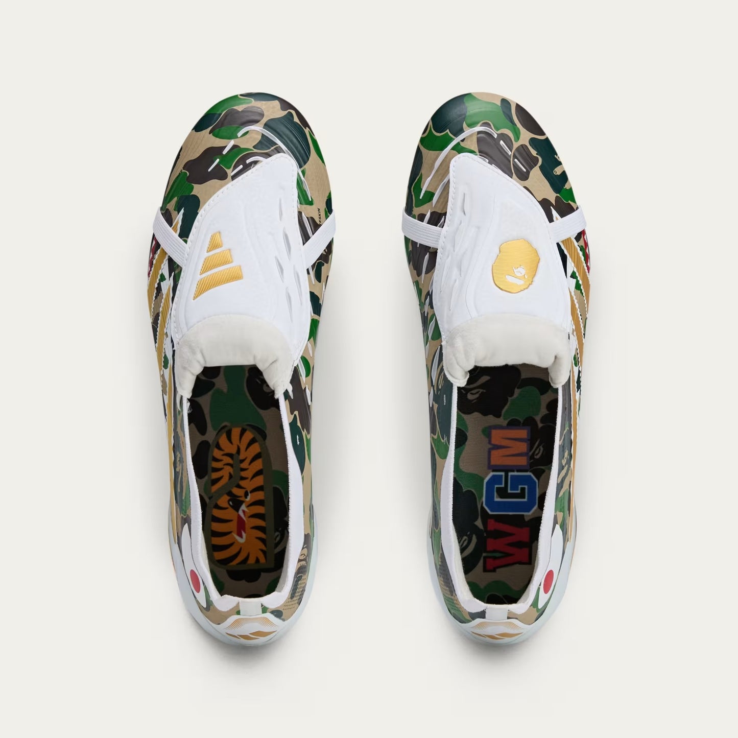 BAPE X ADIDAS PREDATOR ELITE FOLD-OVER TONGUE FIRM GROUND BOOTS LIMITED-EDITION PREDATOR ELITE BOOTS CLAD IN VIBRANT BAPE GRAPHICS
