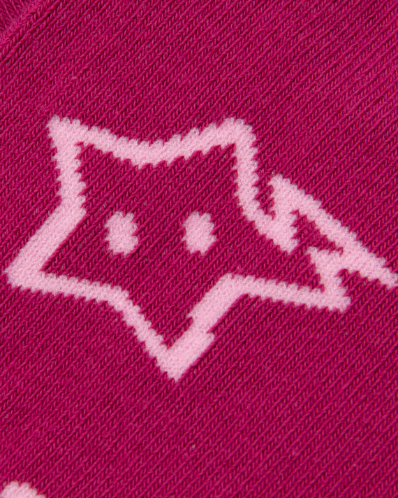 BABY MILO STA STARRY SOCKS - CARMINE ROSE WITH WHITE STAR PATTERN