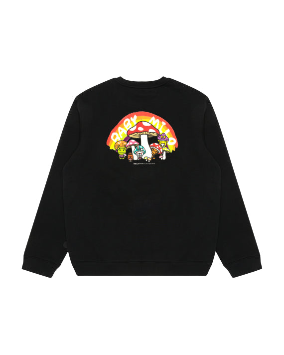 BABY MILO GRAPHIC CREWNECK SWEATSHIRT - BLACK MUSHROOM THEMED - S-XL