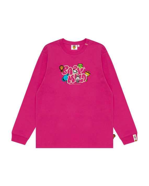 BABY MILO and FRIENDS LONG SLEEVE TEE - CARMINE ROSE - S-XL
