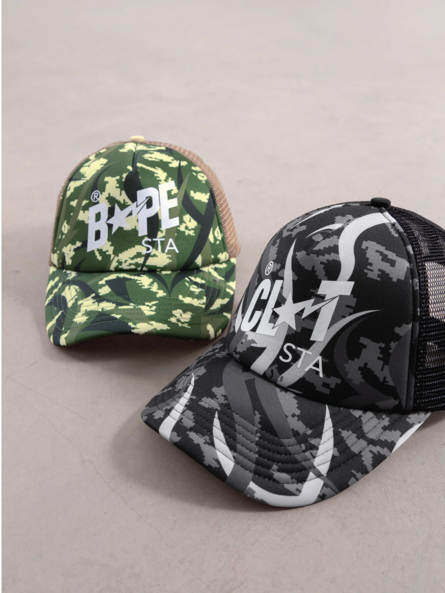 BAPE® X CLOT: CAMOUFLAGE REIMAGINATION TRUCKER HAT (FREE SIZE)
