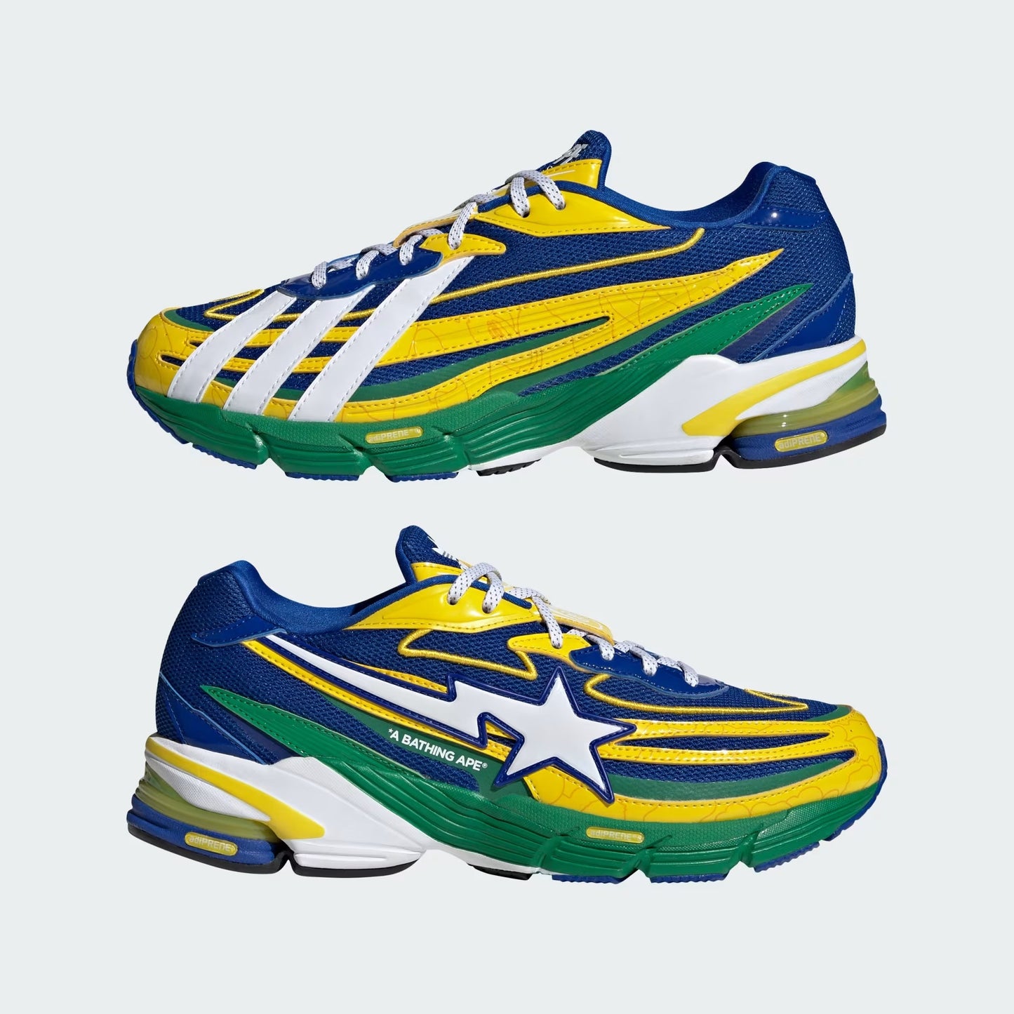 ORCATION BAPE SHOES - Y2K BRAZIL COLORWAY WITH ENAMEL LEATHER, AND COMES WITH EXTRA LACES