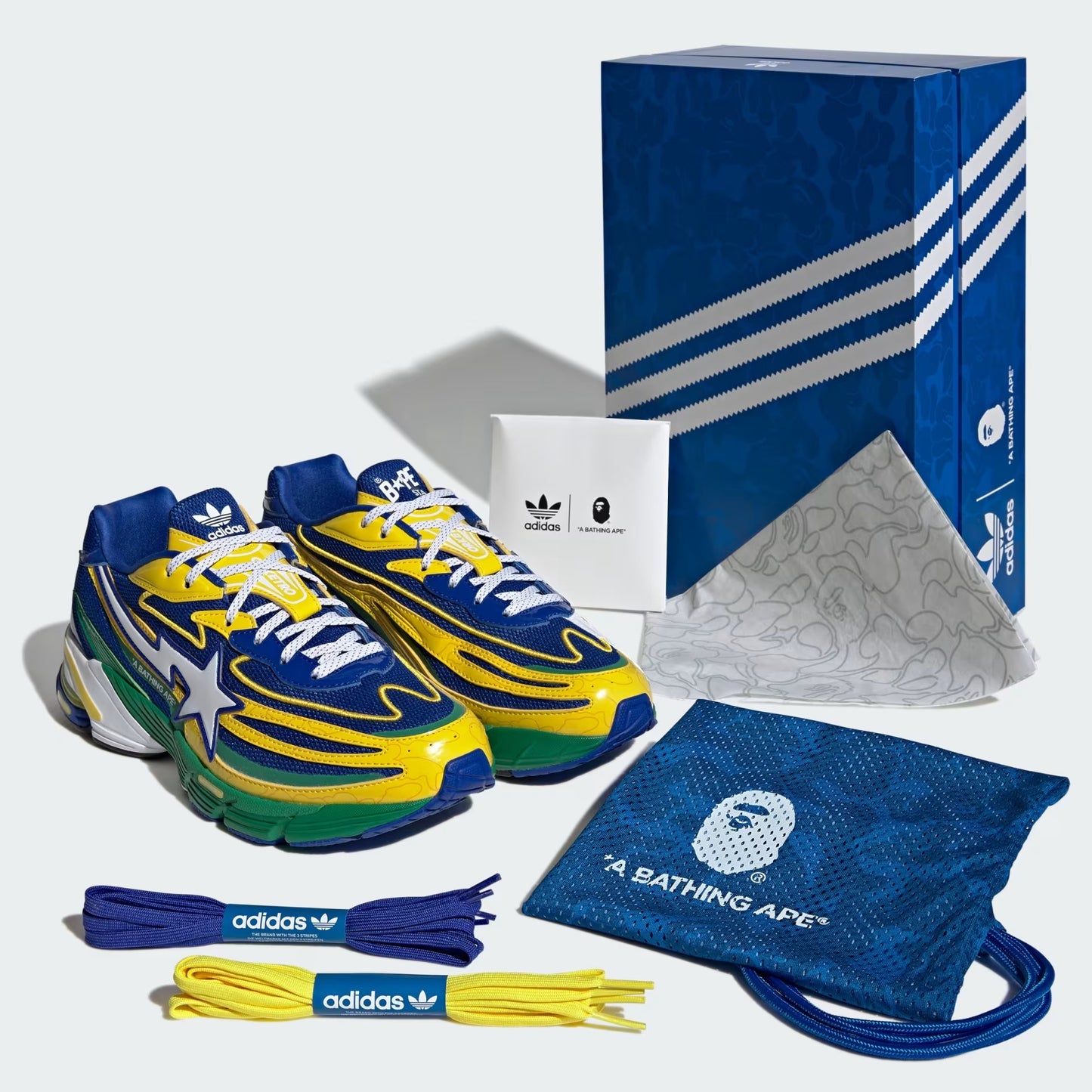 ORCATION BAPE SHOES - Y2K BRAZIL COLORWAY WITH ENAMEL LEATHER, AND COMES WITH EXTRA LACES
