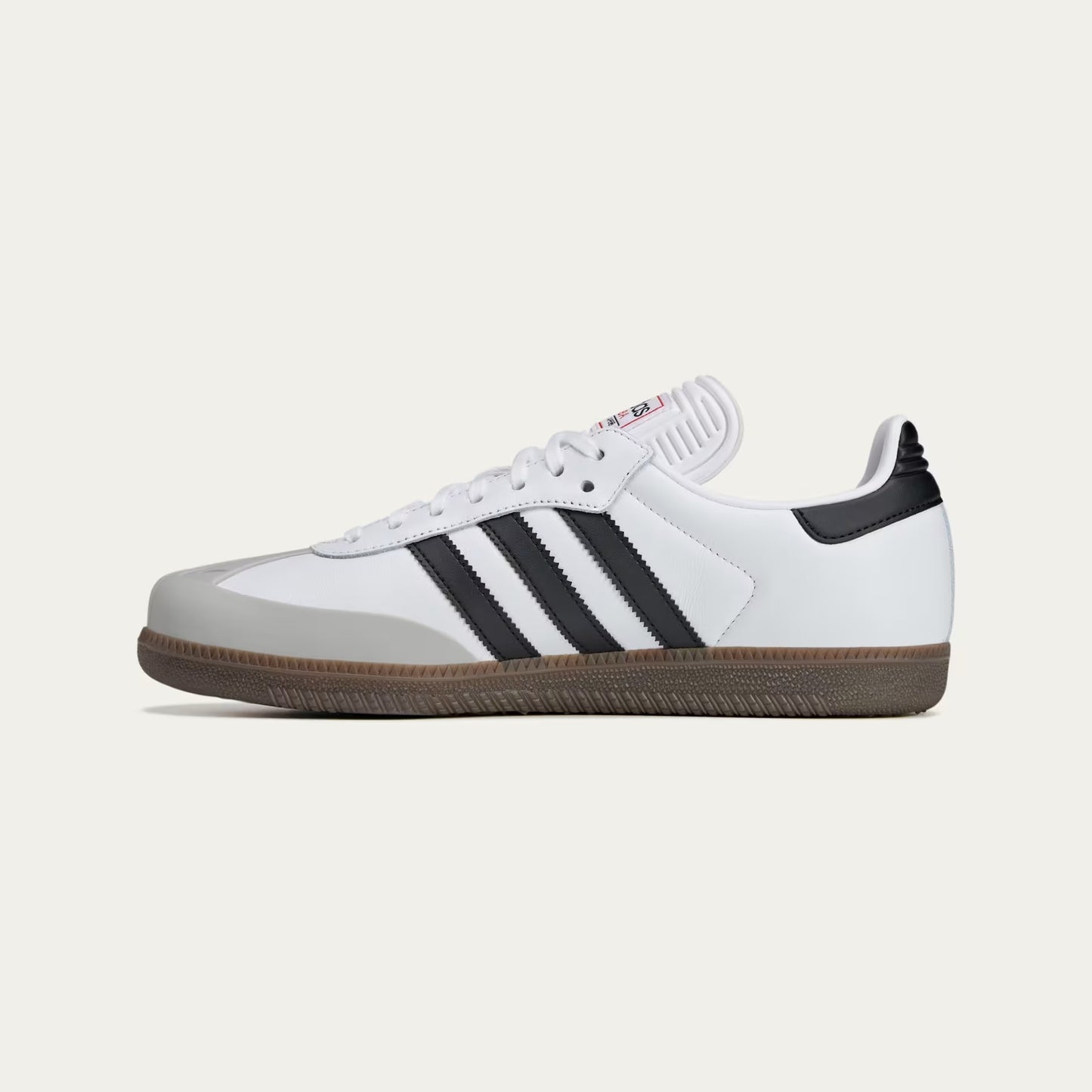 SAMBA BAPE SHOES - WHITE LEATHER WITH BOLD STAR LOGO AND GUM SOLE
