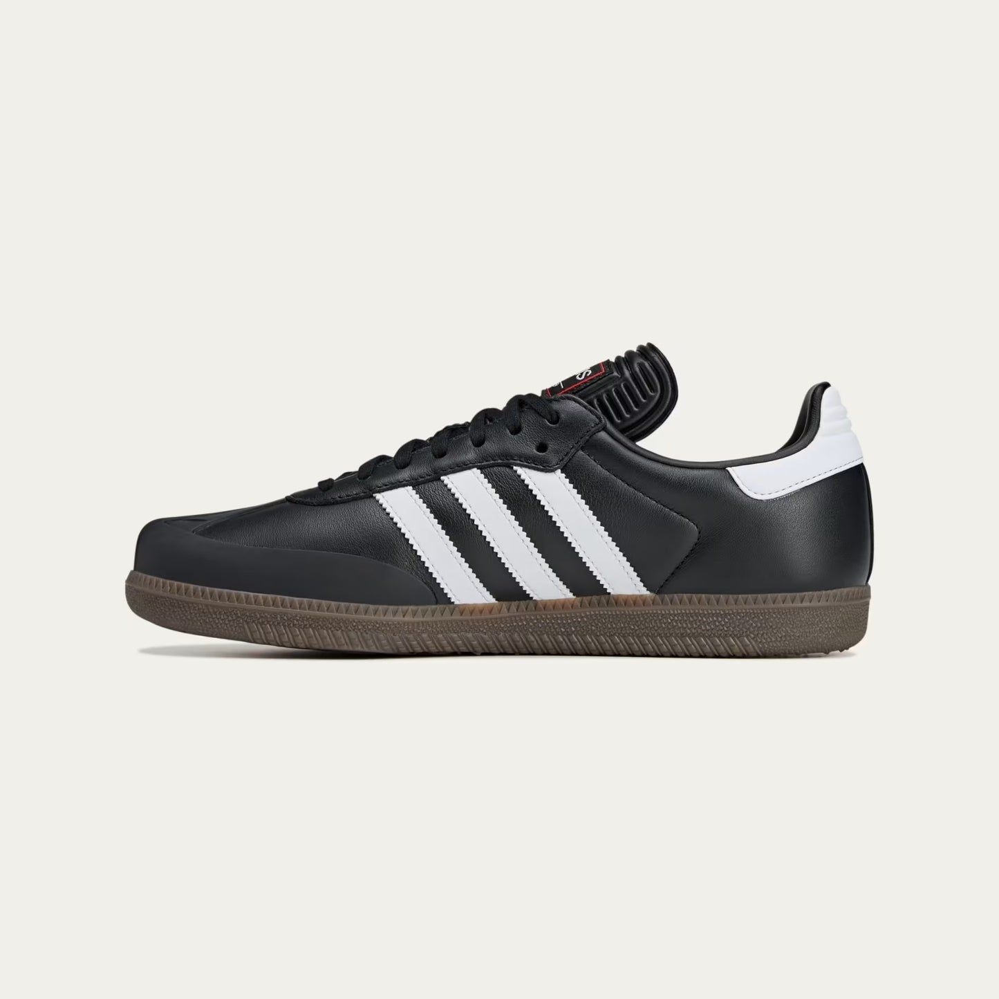 SAMBA BAPE SHOES - BLACK LEATHER WITH BOLD STAR LOGO AND GUM SOLE