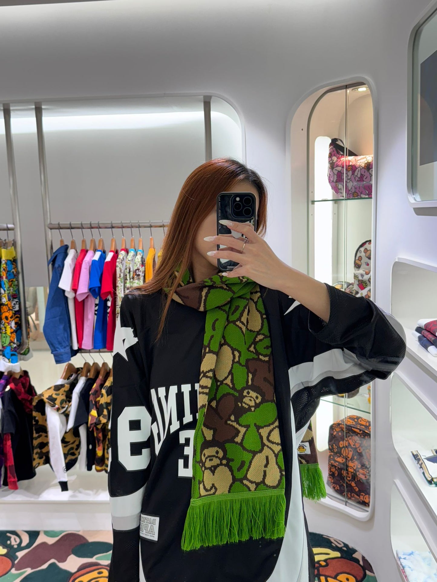 BABY MILO SCARF ALL-OVER MILO FACE PRINT CAMO GREEN