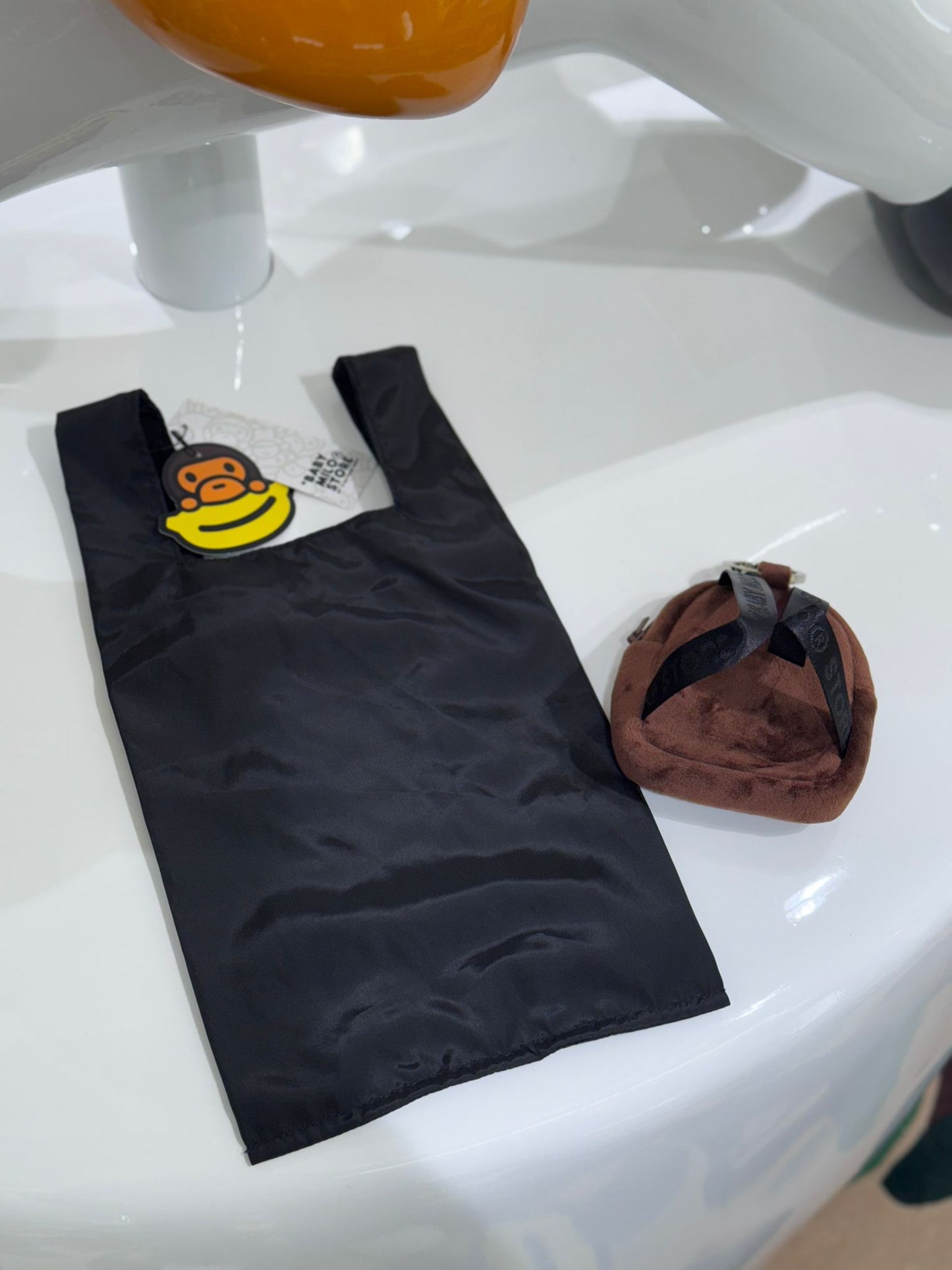 BABY MILO KEYCHAIN ECO RECYCLE TOTE BAG CRAYON STYLE GRAPHIC BLACK