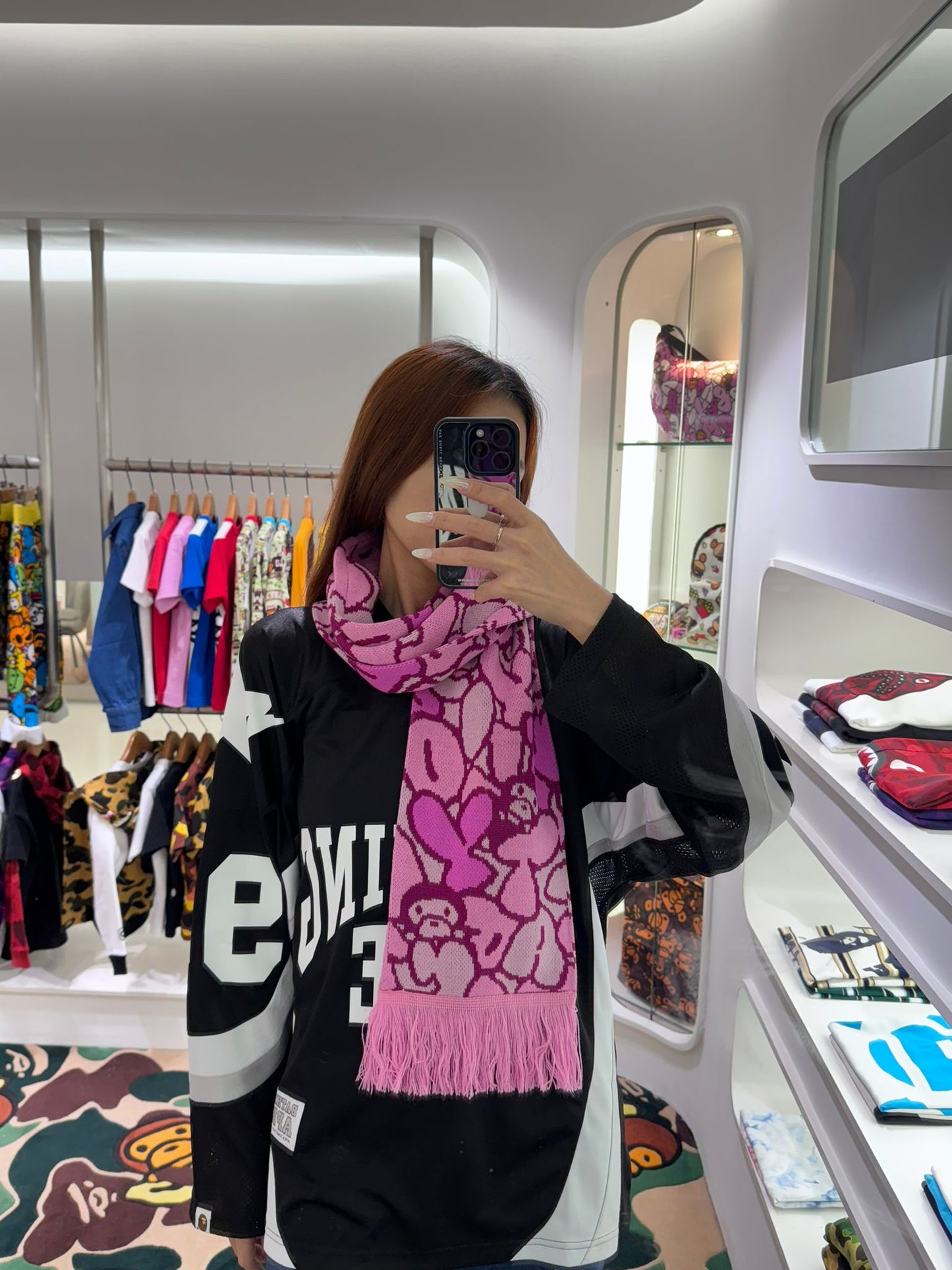 BABY MILO SCARF ALL-OVER MILO FACE PRINT CAMO PINK