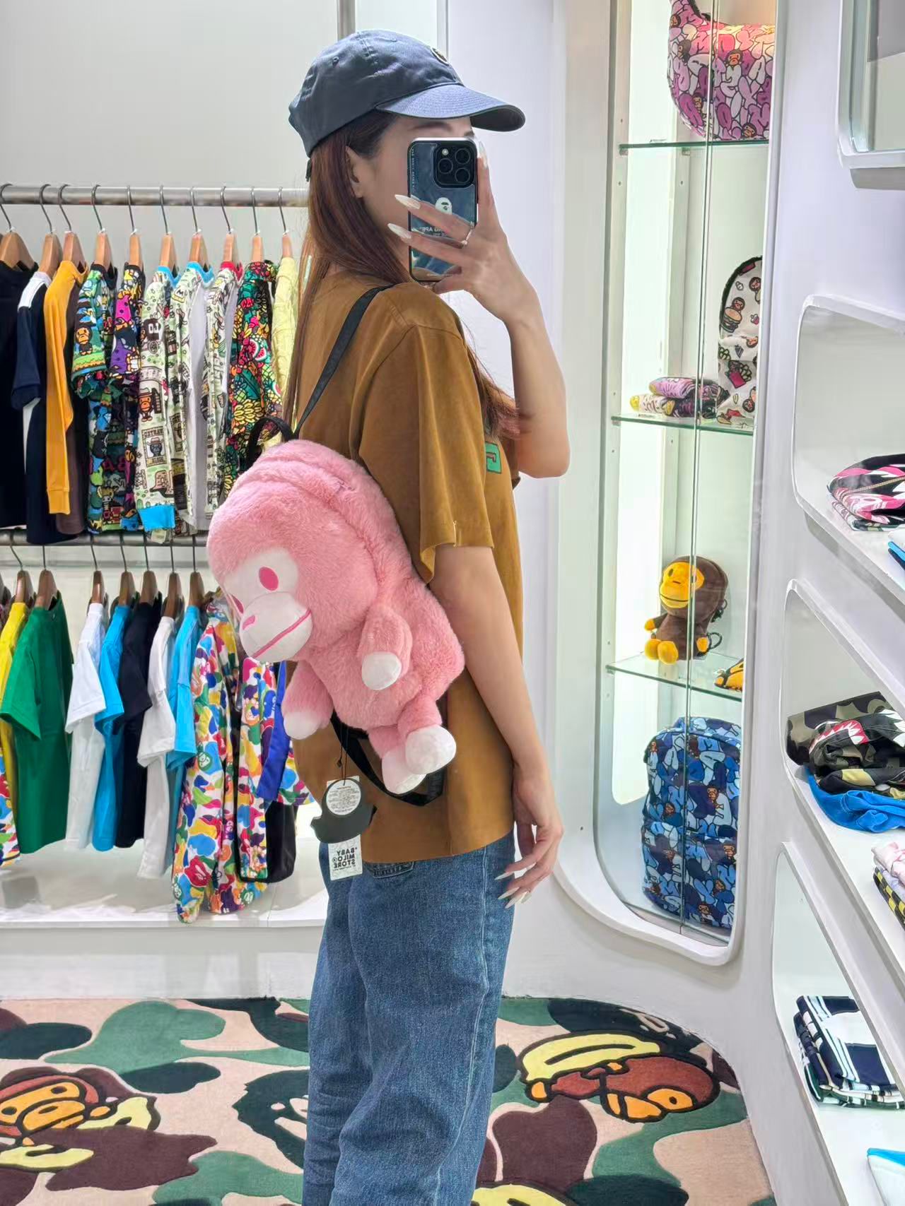 BAPE BABY MILO LARGE PLUSH BACKPACK PINK