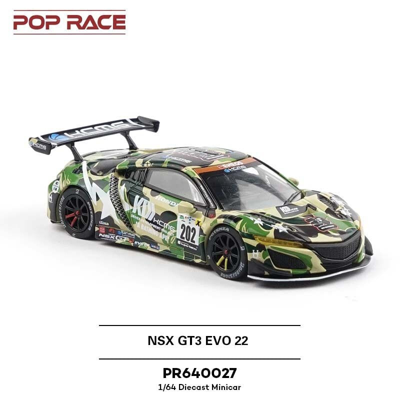 POP RACE 1:64 NSX GT3 EVO 22 BAPE DIECAST MODEL CAR