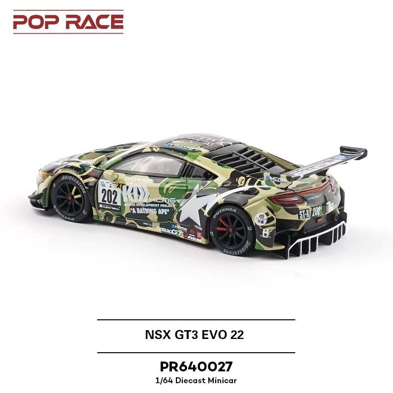 POP RACE 1:64 NSX GT3 EVO 22 BAPE DIECAST MODEL CAR