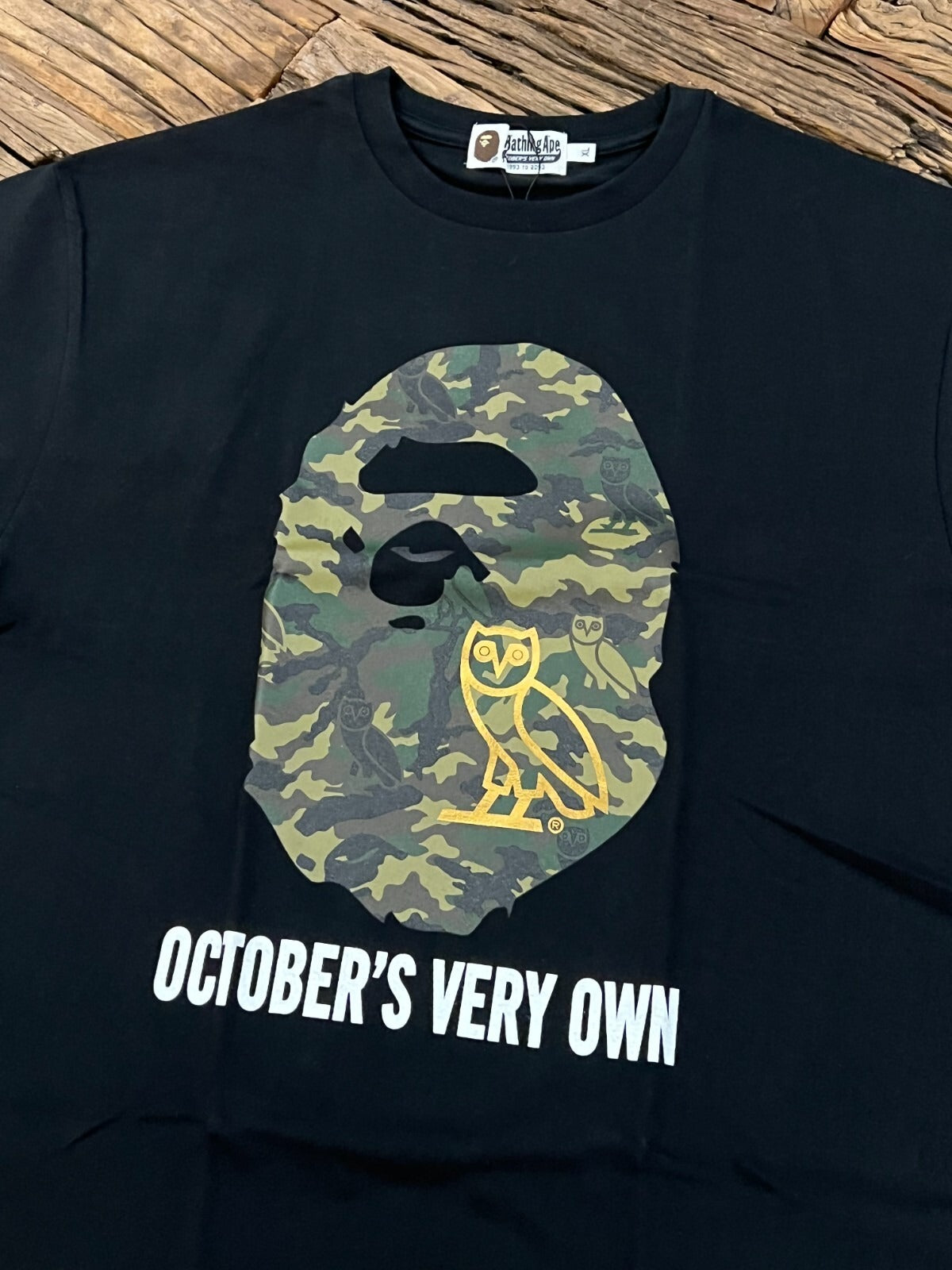 BAPE X OVO WOODLAND CAMO APE HEAD T-SHIRT - BLACK