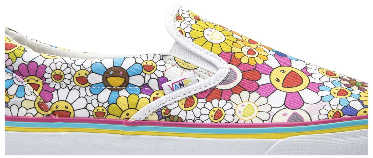 VANS SLIP-ON LX TAKASHI MURAKAMI MULTI-COLOR FLOWER - MEN US SIZE 9