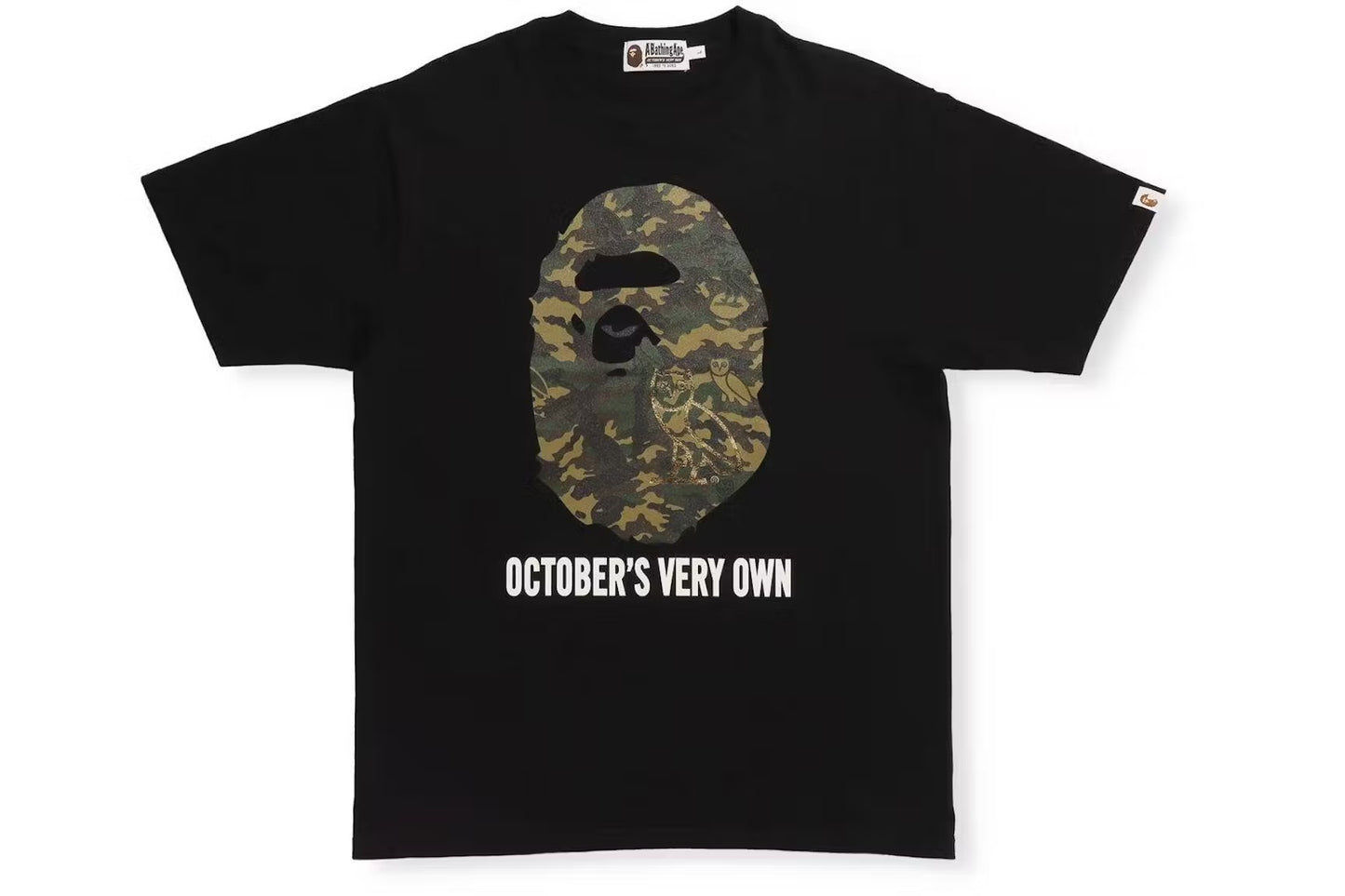 BAPE X OVO WOODLAND CAMO APE HEAD T-SHIRT - BLACK