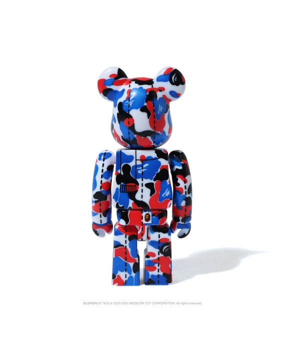 BEARBRICK X A BATHING APE 28TH ANNIVERSARY CAMO #2 100% - RED/ BLUE/ BLACK