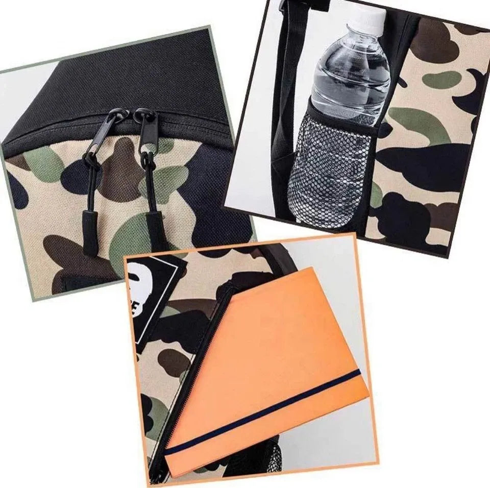 BAPE KIDS® BY A BATHING APE® 2022 SPRING/SUMMER COLLECTION CAMO BACKPACK & MILO CHARM BOOK