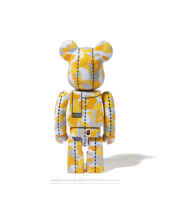 BEARBRICK X A BATHING APE 28TH ANNIVERSARY CAMO #2 100% - GREY/ YELLOW