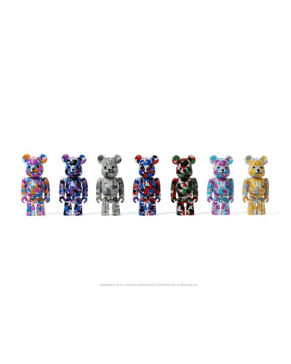 BEARBRICK X A BATHING APE 28TH ANNIVERSARY CAMO #2 100% - RED/ BLUE/ BLACK