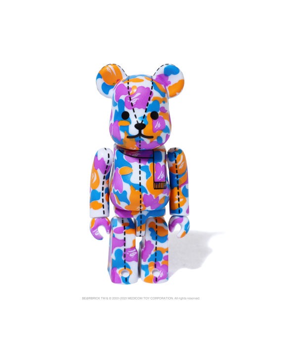 BEARBRICK X A BATHING APE 28TH ANNIVERSARY CAMO #2 100% - PURPLE/ BLUE/ ORANGE