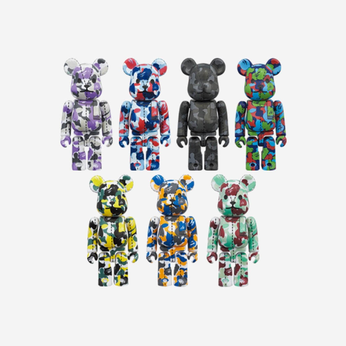 BEARBRICK X BAPE 28TH ANNIVERSARY CAMO #1 SEALED CASE 100% (24 BLIND BOXES)