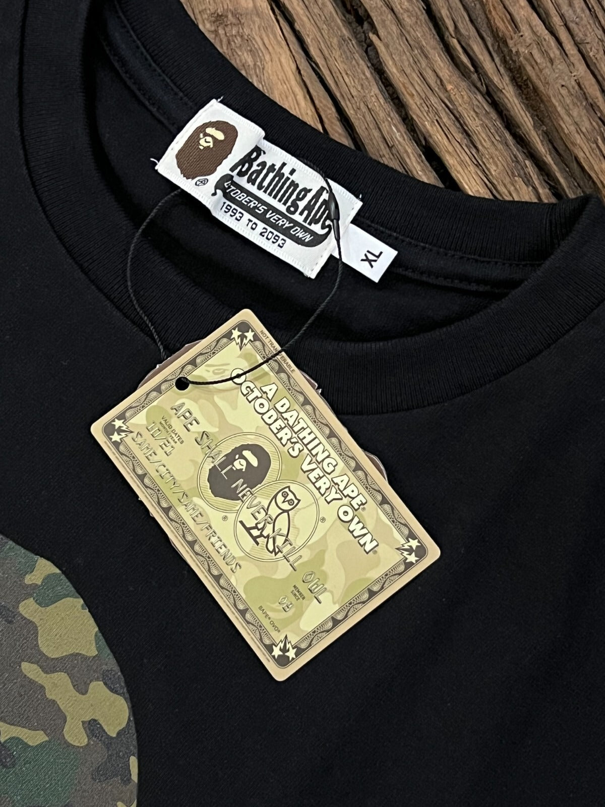 BAPE X OVO WOODLAND CAMO APE HEAD T-SHIRT - BLACK