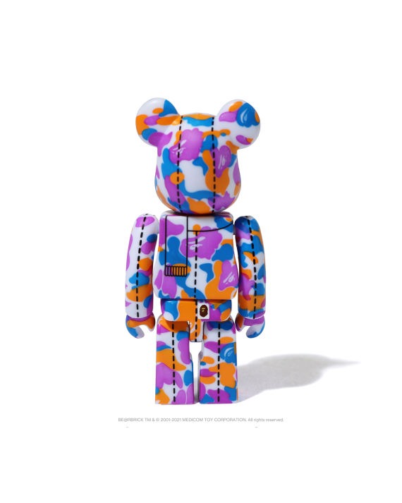 BEARBRICK X A BATHING APE 28TH ANNIVERSARY CAMO #2 100% - PURPLE/ BLUE/ ORANGE