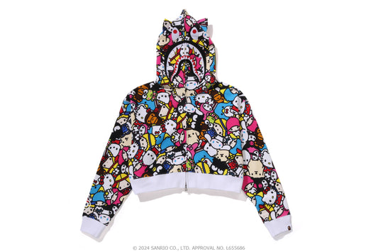 BABY MILO x SANRIO CHARACTERS CROPPED SHARK FULL ZIP HOODIE COLOR: MULTI (LADIES)