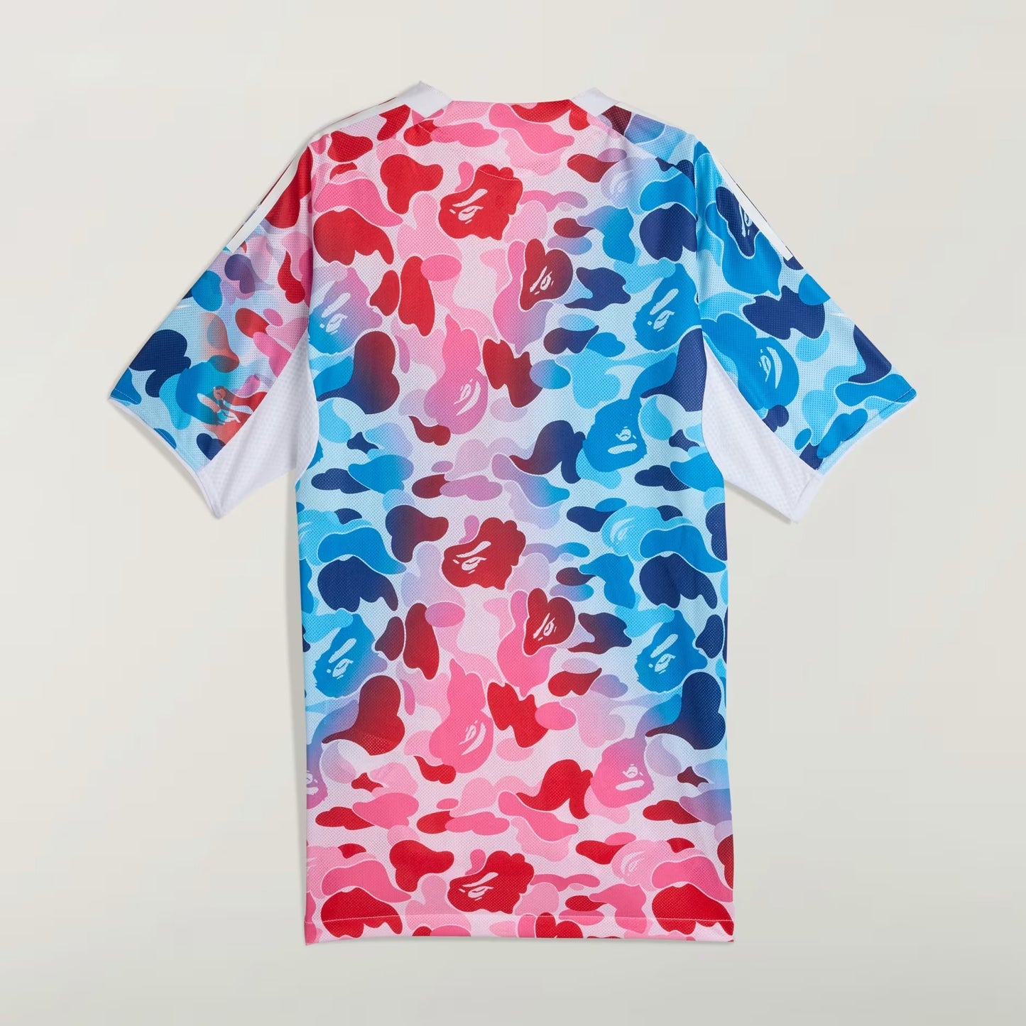 BAPE JERSEY TOP - CLASSIC CAMO PATTERN WITH BAPE AND ADIDAS LOGOS - SHOCK BLUE