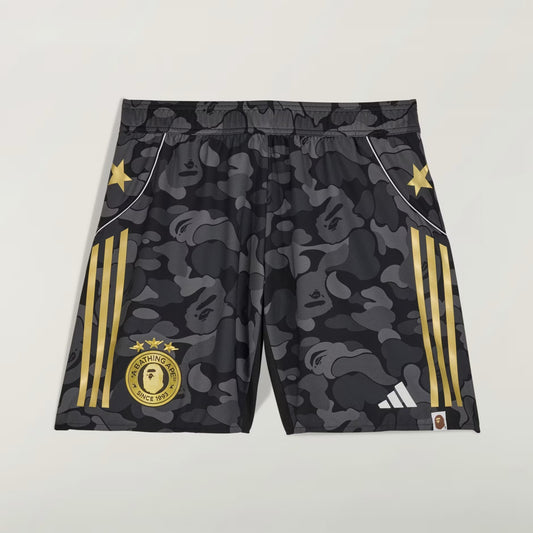 BAPE X ADIDAS SOCCER SHORTS - BAPE ABC CAMO (BLACK/GREY VARIANT)