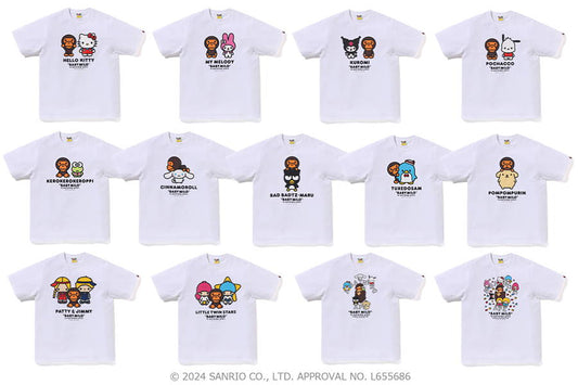 BABY MILO® X SANRIO 11 CHARACTERS T-SHIRTS (Hello Kitty, My Melody, Pompompurin, Cinnamoroll, Kuromi, Badtz-Maru, Little Twin Stars, Kerokerokeroppi, Tuxedo Sam, Patty & Jimmy, and Pochacco)