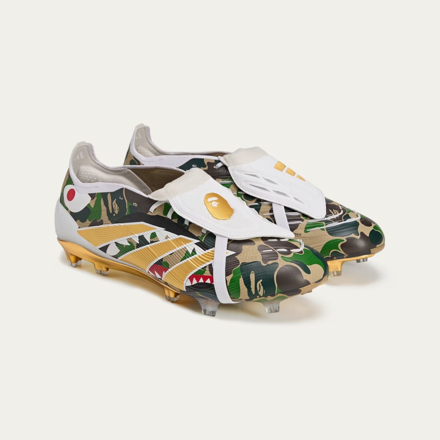 BAPE X ADIDAS PREDATOR ELITE FOLD-OVER TONGUE FIRM GROUND BOOTS LIMITED-EDITION PREDATOR ELITE BOOTS CLAD IN VIBRANT BAPE GRAPHICS