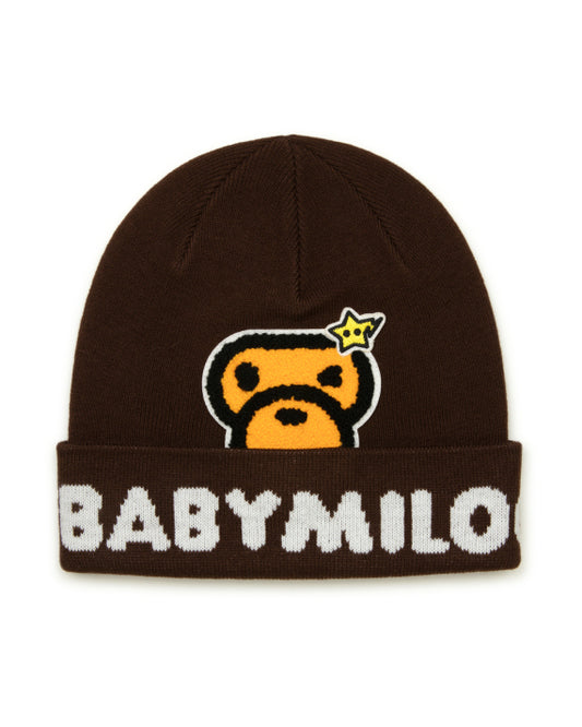 BABY MILO BROWN STAR PATCH BEANIE