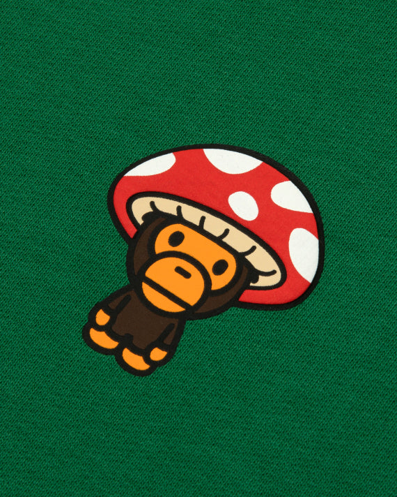 BABY MILO GRAPHIC CREWNECK SWEATSHIRT - EMERALD MUSHROOM THEMED - S-XL