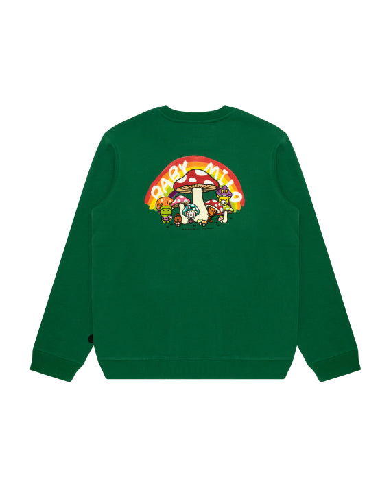 BABY MILO GRAPHIC CREWNECK SWEATSHIRT - EMERALD MUSHROOM THEMED - S-XL