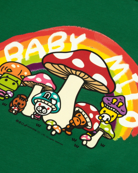 BABY MILO GRAPHIC CREWNECK SWEATSHIRT - EMERALD MUSHROOM THEMED - S-XL