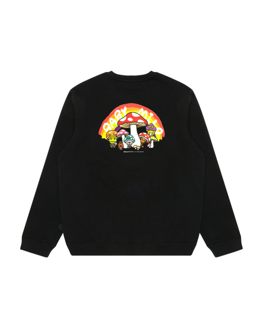 BABY MILO GRAPHIC CREWNECK SWEATSHIRT - BLACK MUSHROOM THEMED - S-XL