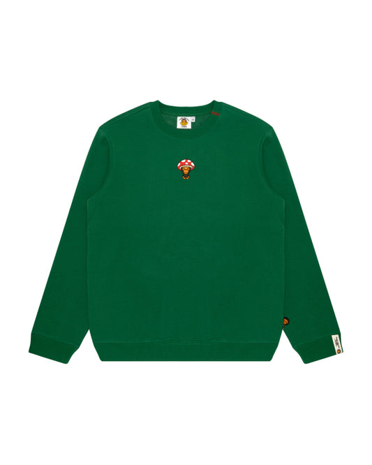 BABY MILO GRAPHIC CREWNECK SWEATSHIRT - EMERALD MUSHROOM THEMED - S-XL