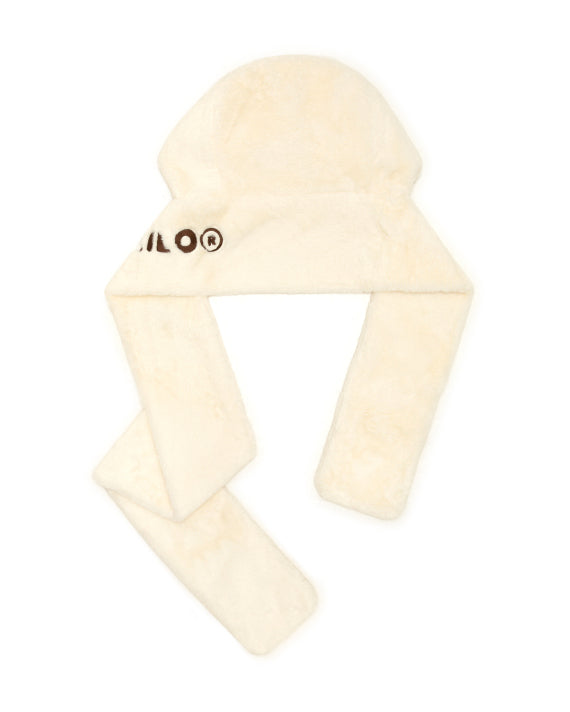 BABY MILO CREAM PLUSH HOODED SCARF