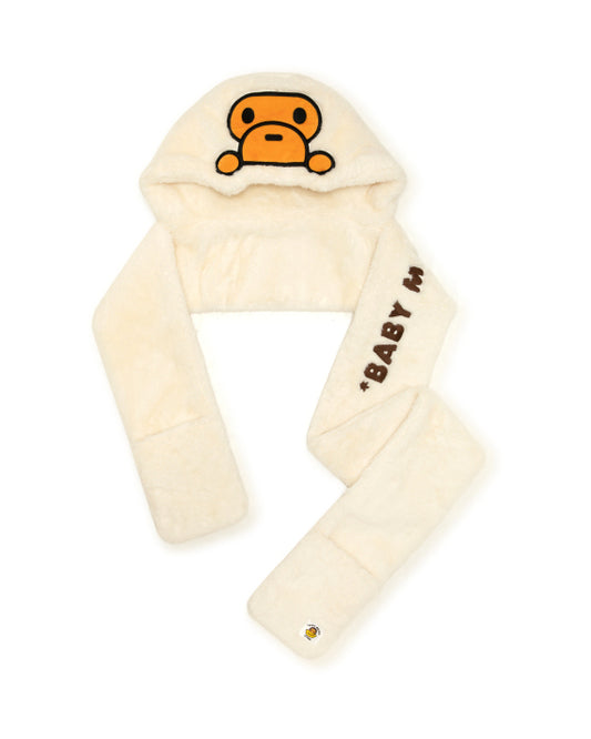 BABY MILO CREAM PLUSH HOODED SCARF