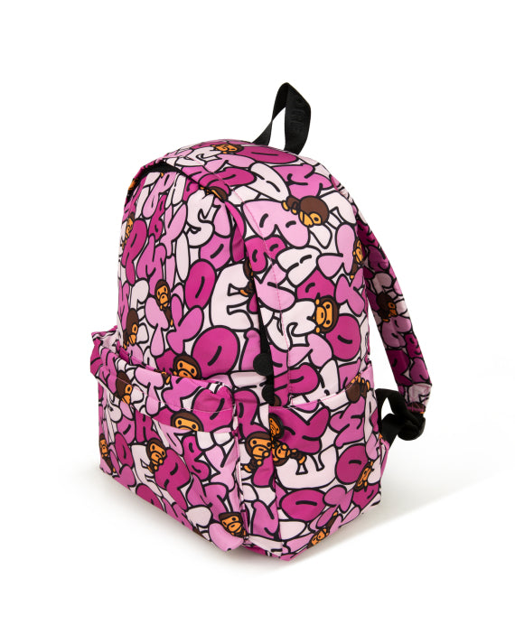 BABY MILO CAMO ALPHABET PRINT MEDIUM BACKPACK - PINK