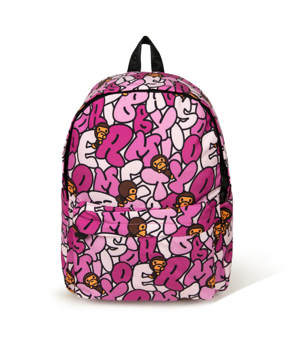 BABY MILO CAMO ALPHABET PRINT MEDIUM BACKPACK - PINK