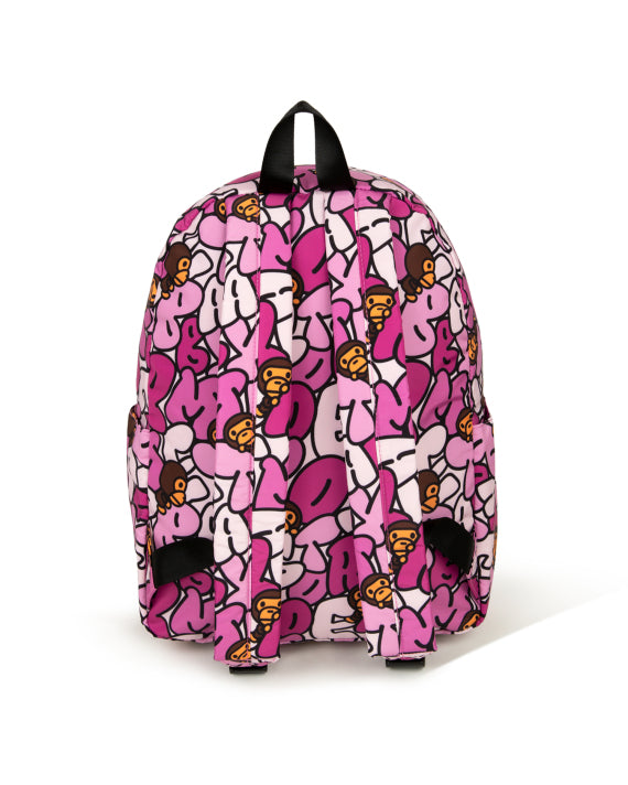 BABY MILO CAMO ALPHABET PRINT MEDIUM BACKPACK - PINK