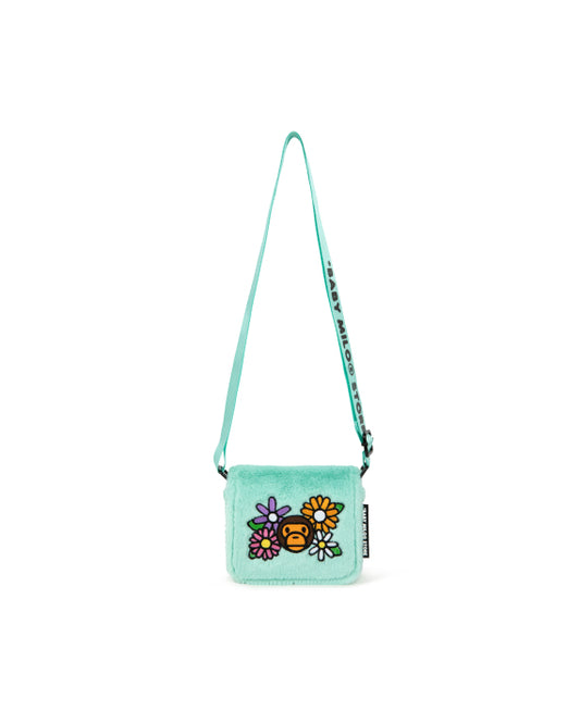 BABY MILO FLORAL FUZZY MINI CROSSBODY BAG - MINT GREEN